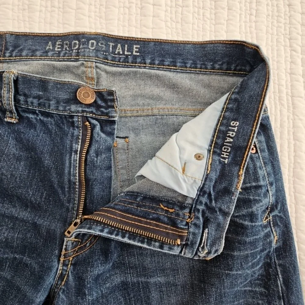Aeropostale Jeans Men's 34x32 Med Wash Straight Leg LXPZCH24 Classic 100% Cotton